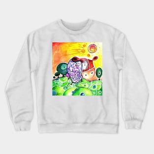 Cute Sheep in Jungle Watercolor Illustration Crewneck Sweatshirt